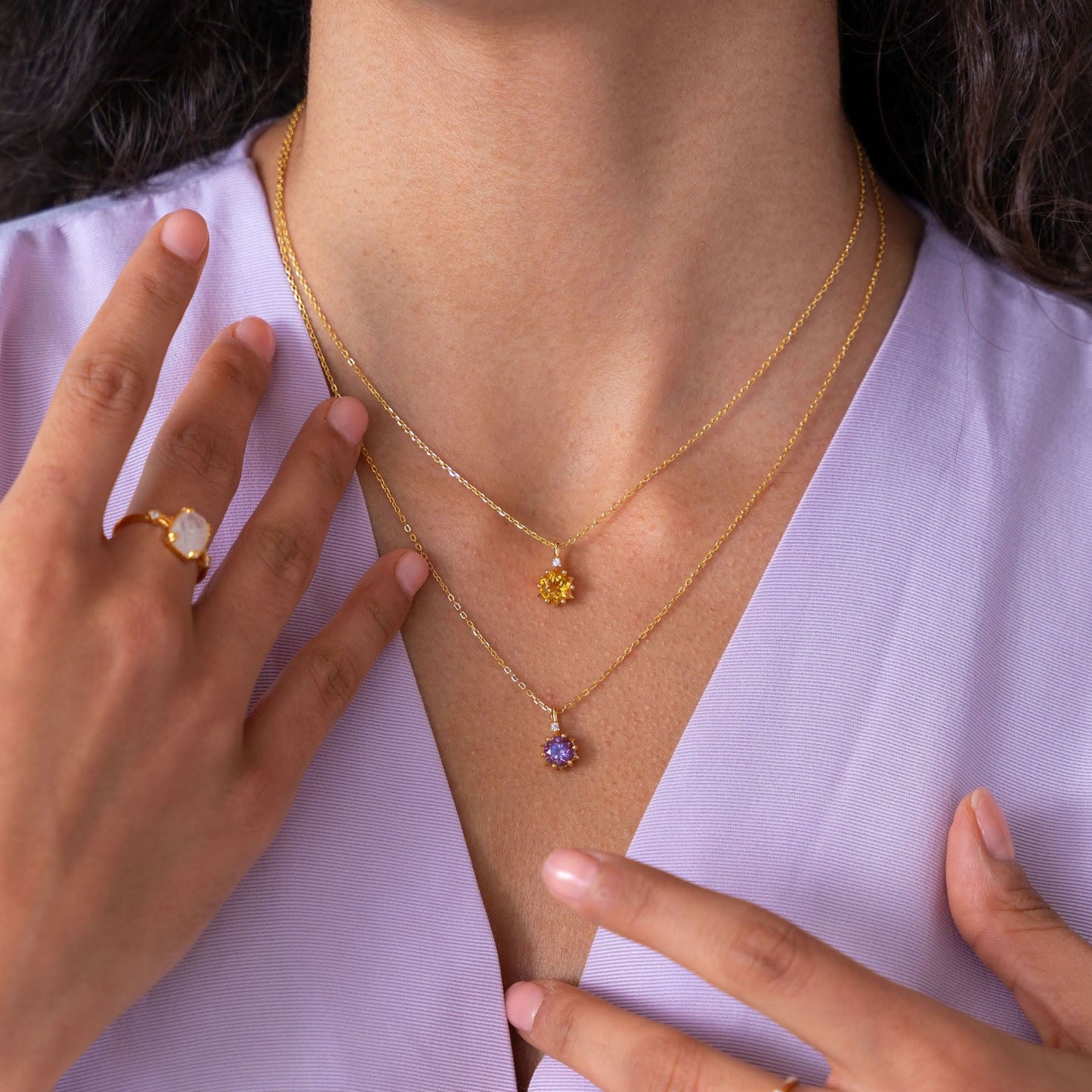 Starlight Genuine Emerald Necklace 14K Gold Vermeil