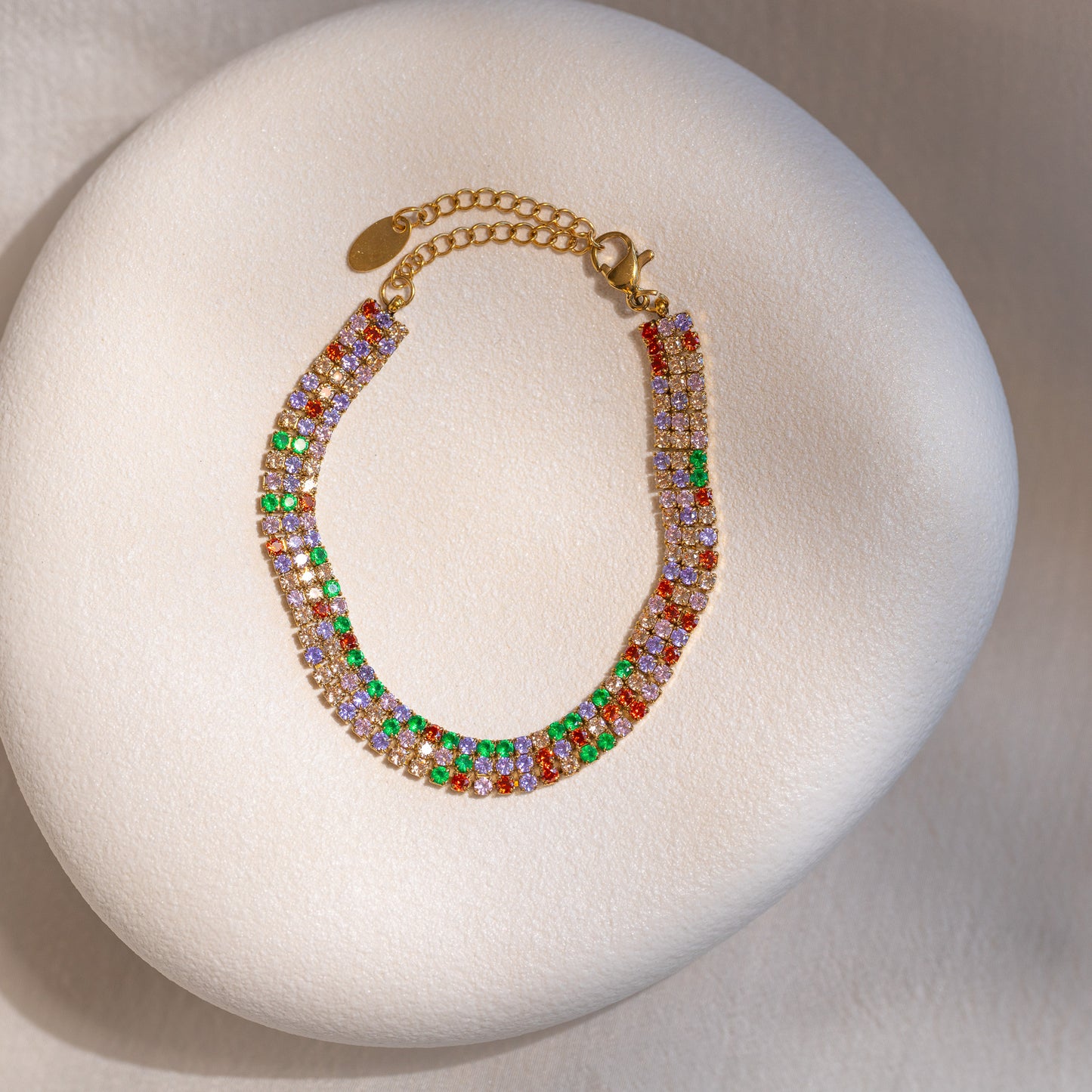 Rainbow Tennis Bracelet 18K Gold Plated