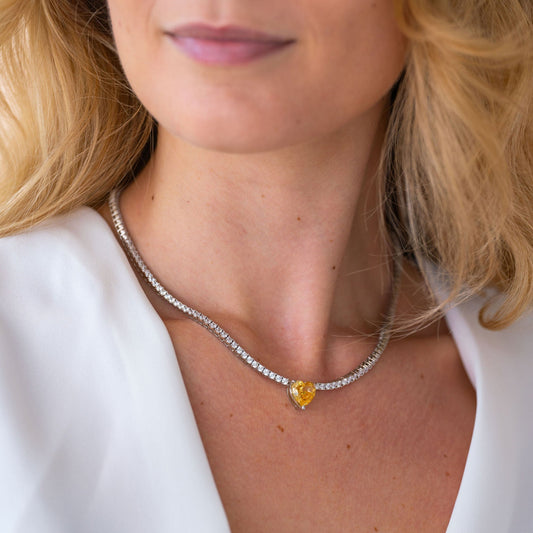 Diamond Heart Tennis Necklace