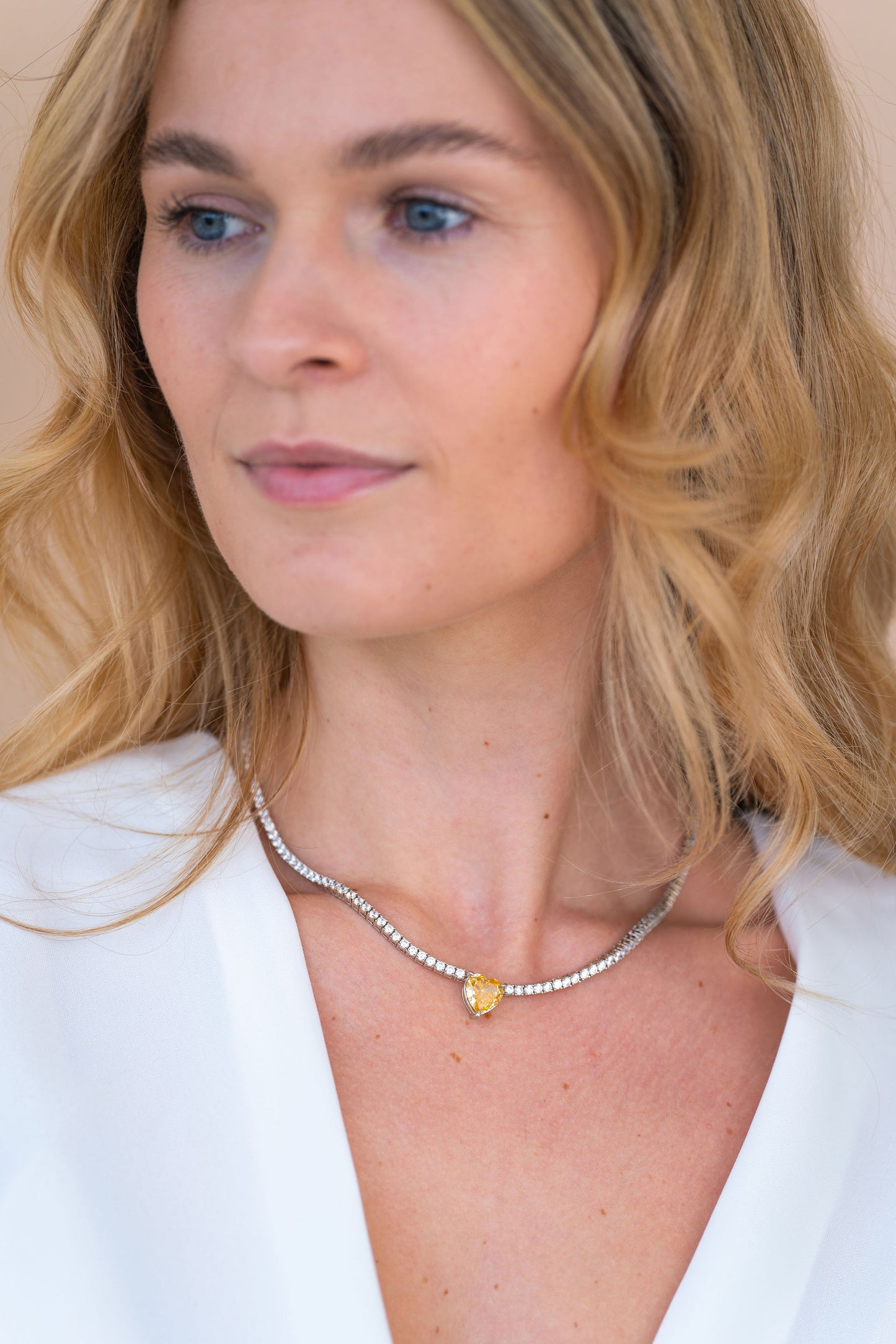 Diamond Heart Tennis Necklace