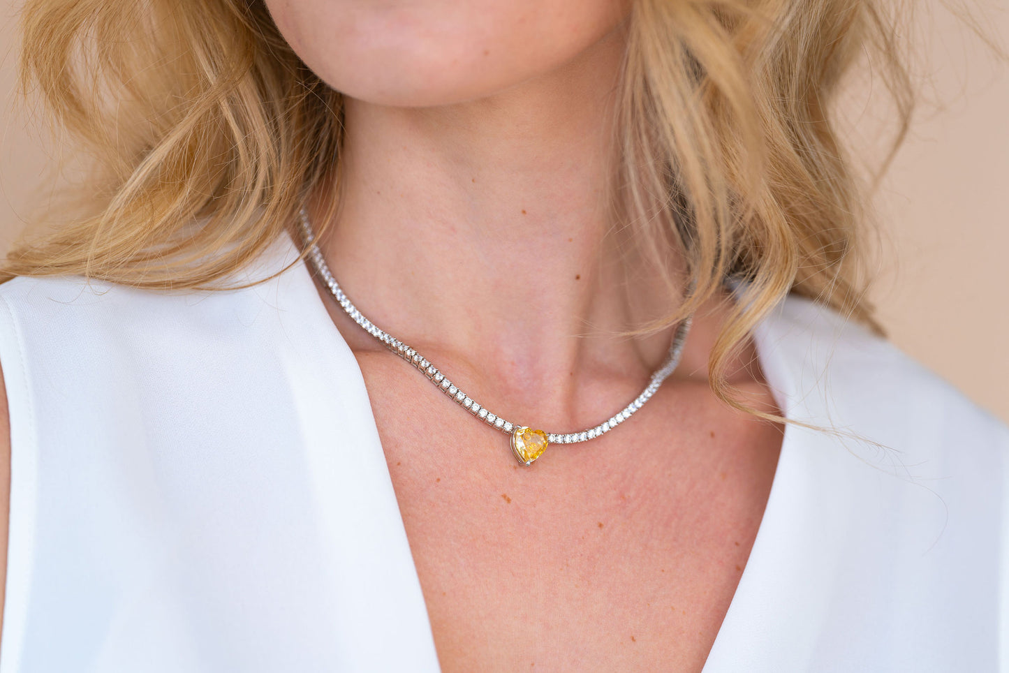 Diamond Heart Tennis Necklace