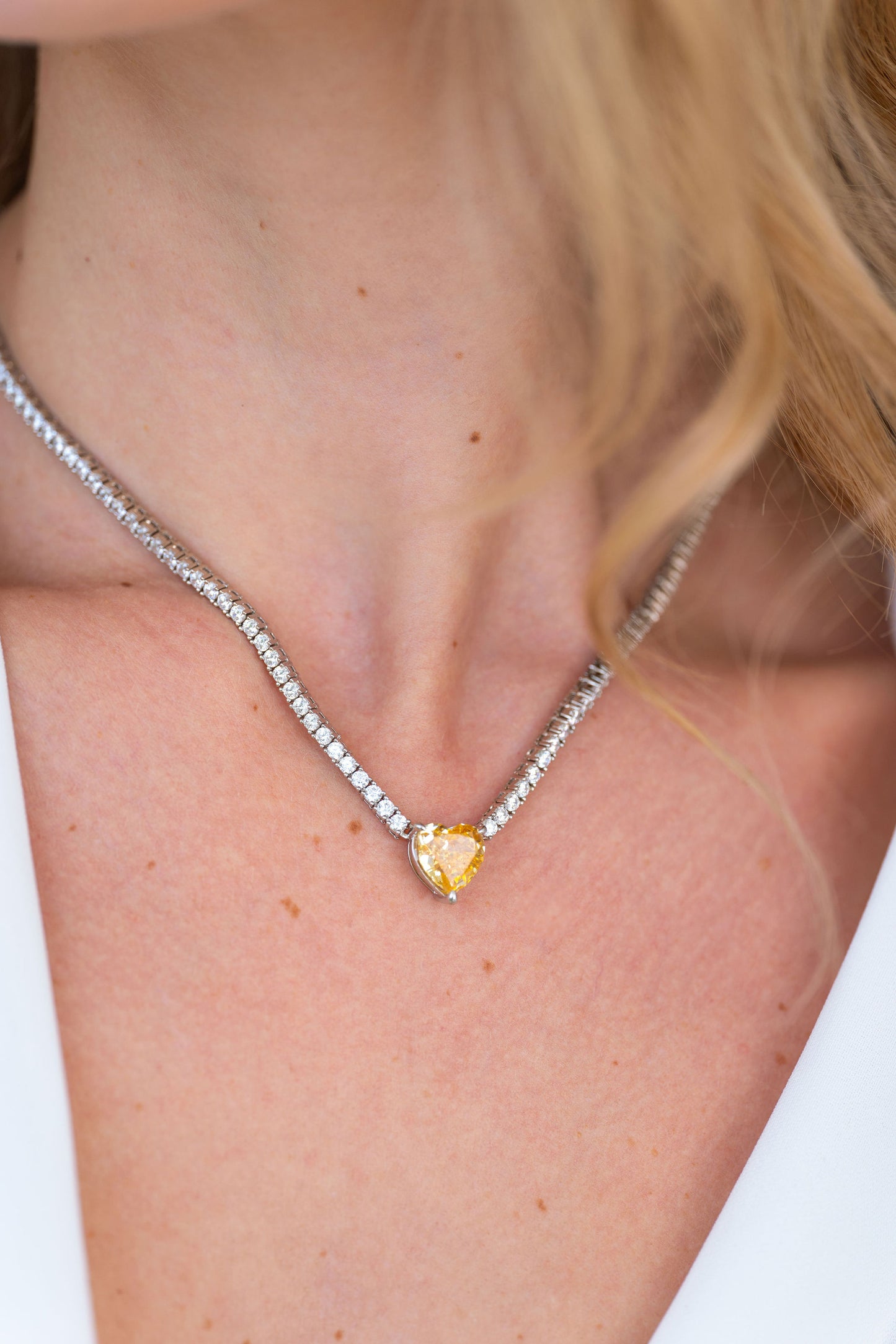 Diamond Heart Tennis Necklace