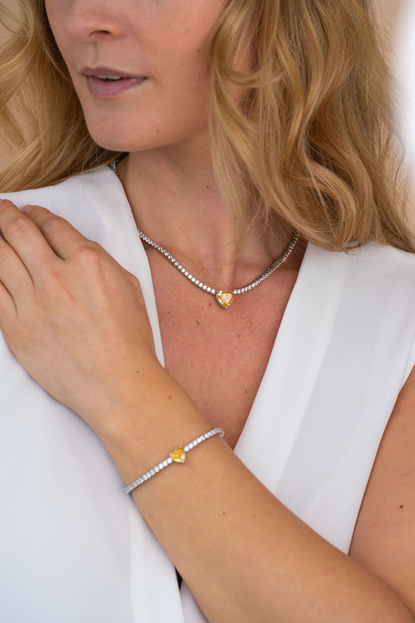 Diamond Heart Tennis Necklace