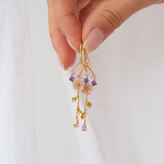 BLOOM Long Flower Drop Earrings