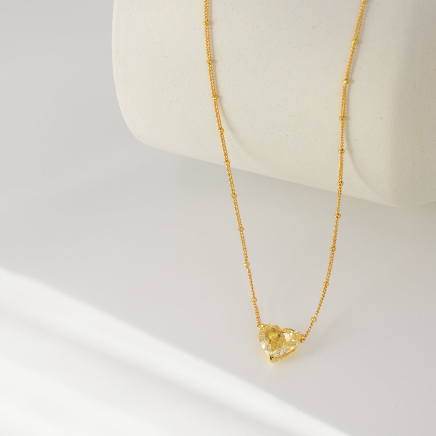 Pink Diamond Heart Gold Necklace