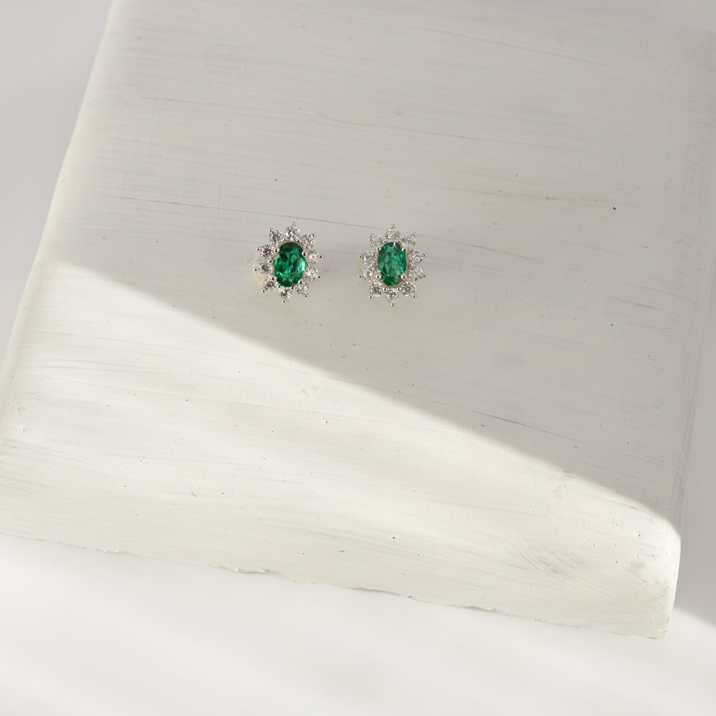 Esme Emerald Princess Cut Earrings in Sterling Silver