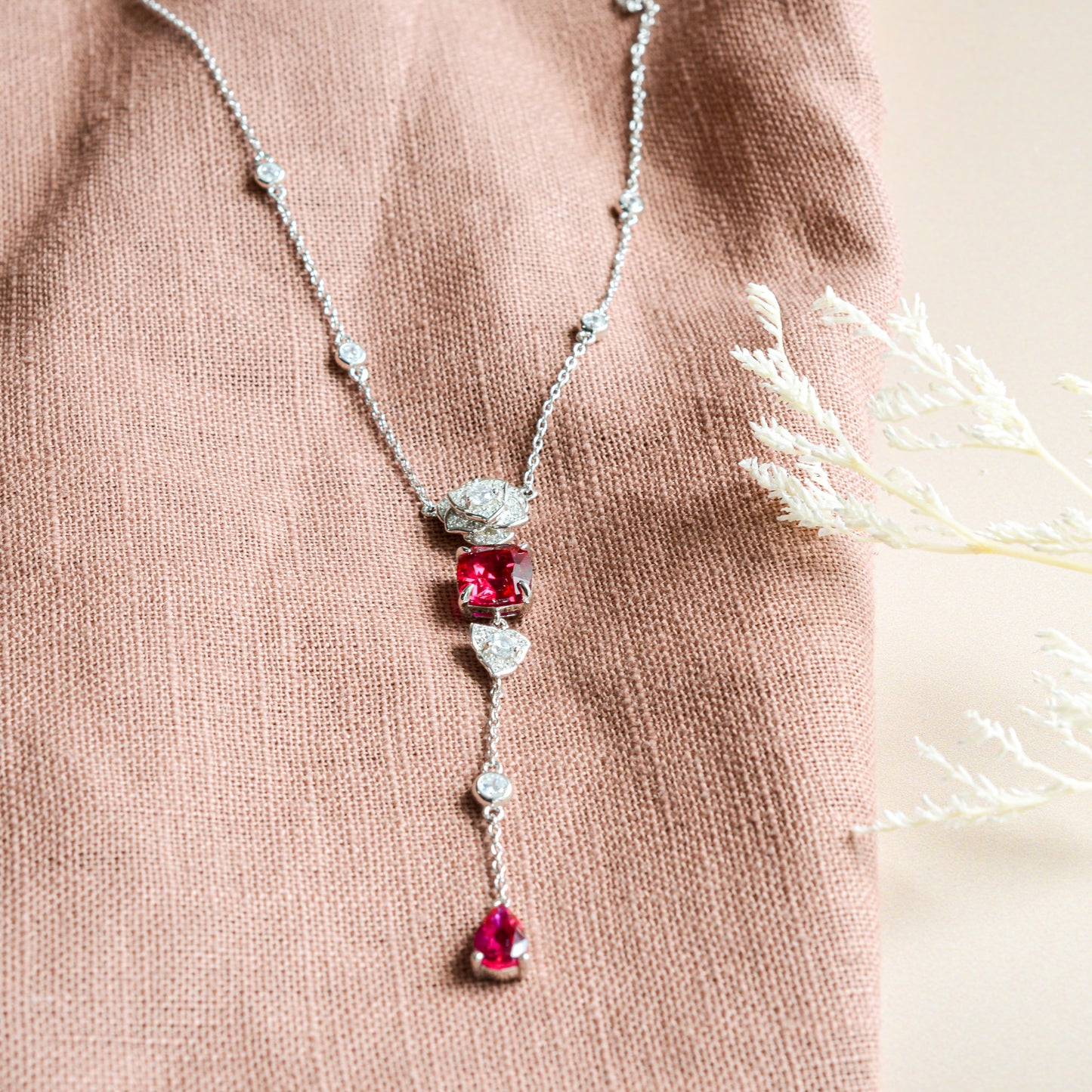 Rosé Ruby Necklace Sterling Silver