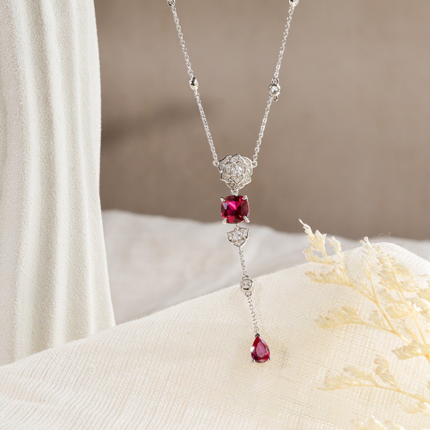 Rosé Ruby Necklace Sterling Silver