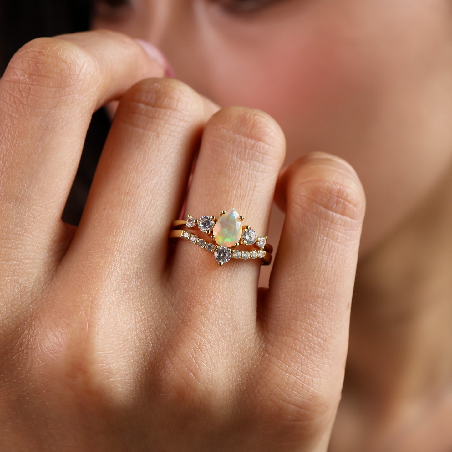 Selene Opal Ring Set