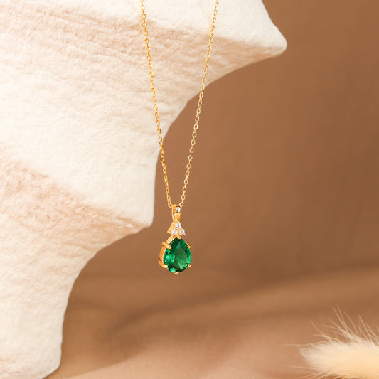 Layla Emerald Green Necklace 14K Gold Vermeil