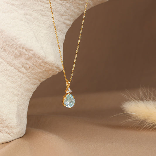 Layla Aquamarine Necklace 14K Gold Vermeil