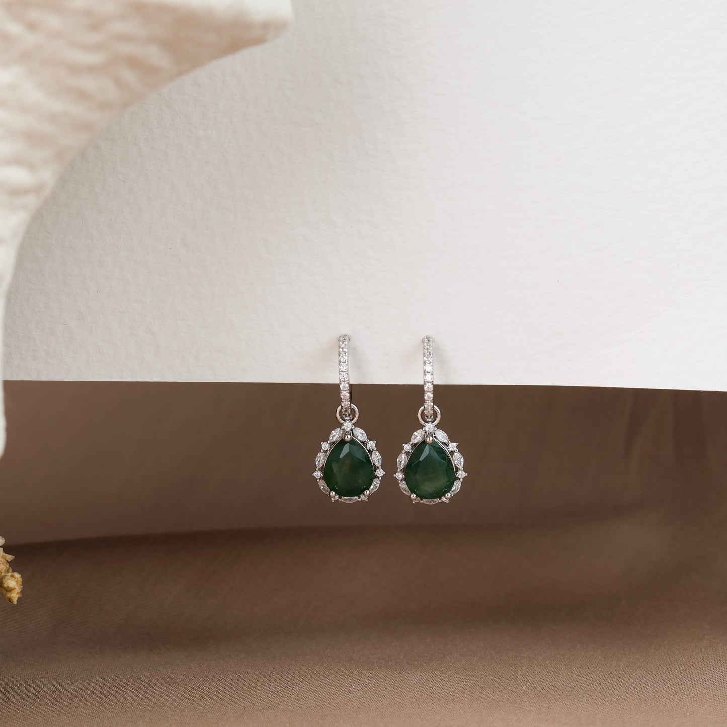 Gaia Moss Agate Hoop Earrings Sterling Silver