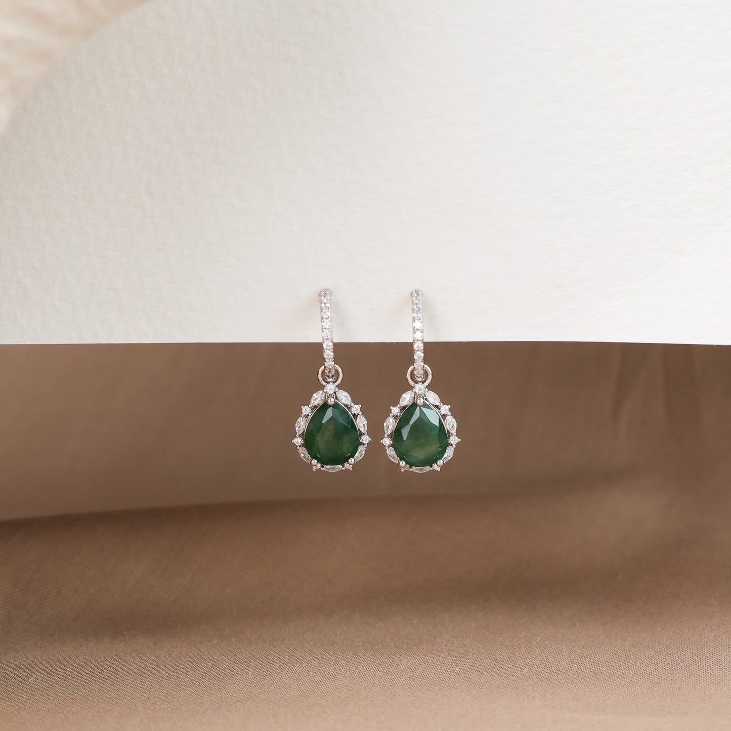 Gaia Moss Agate Hoop Earrings Sterling Silver