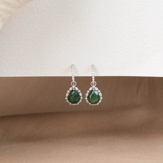 Gaia Moss Agate Hoop Earrings Sterling Silver
