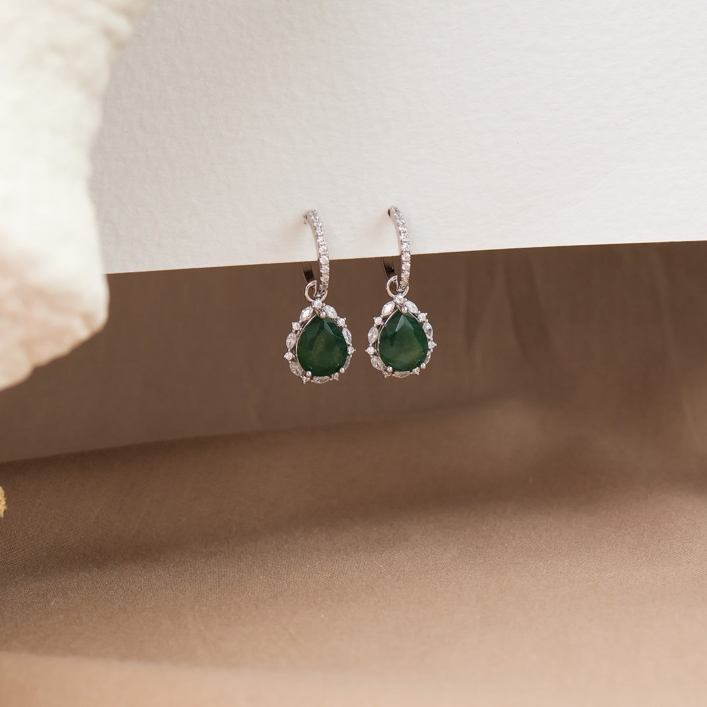 Gaia Moss Agate Hoop Earrings Sterling Silver