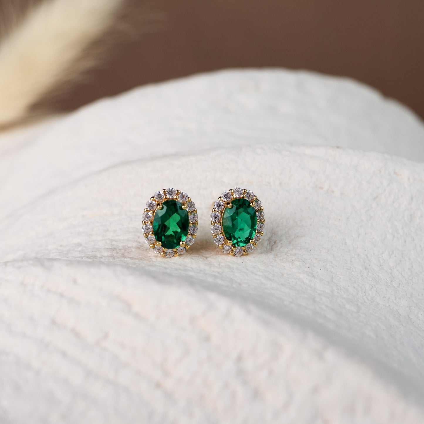 Odessa Emerald Earrings 14K Gold Vermeil