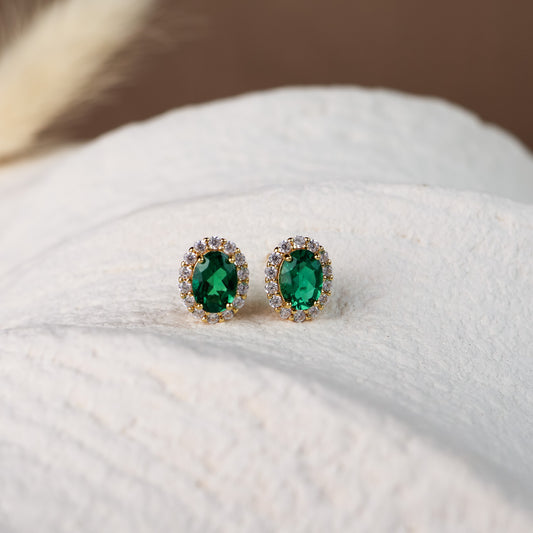 Odessa Emerald Earrings 14K Gold Vermeil