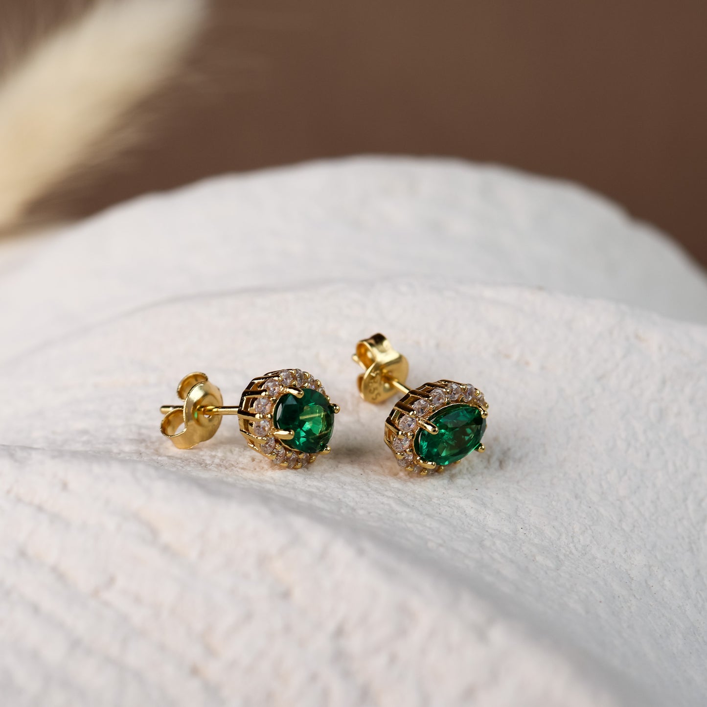 Odessa Emerald Earrings 14K Gold Vermeil