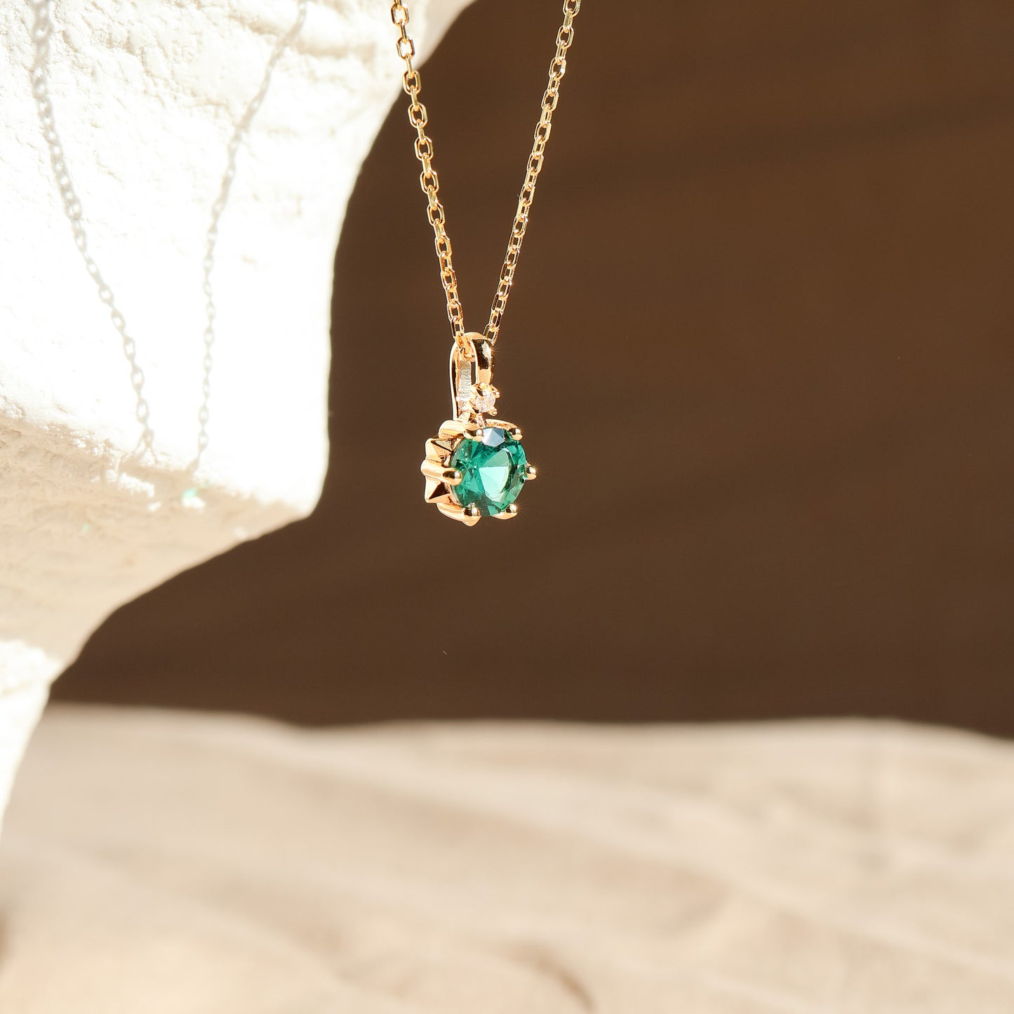 Starlight Genuine Emerald Necklace 14K Gold Vermeil