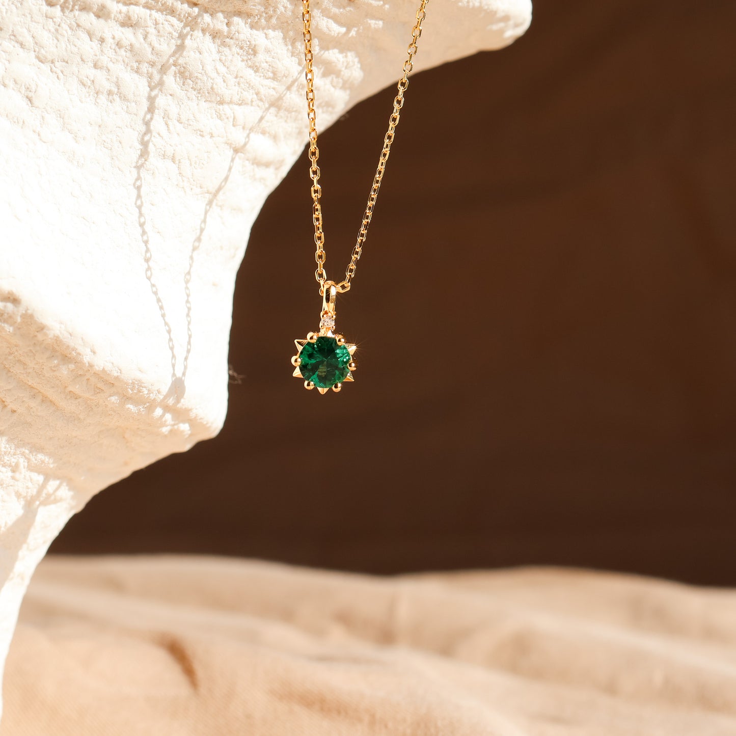 Starlight Genuine Emerald Necklace 14K Gold Vermeil