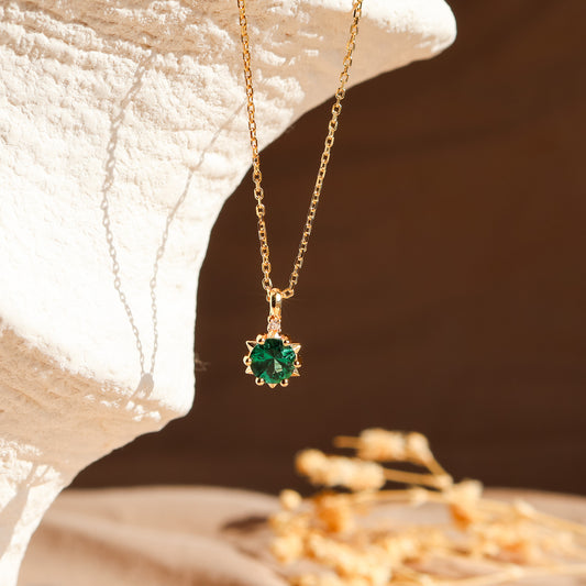 Starlight Genuine Emerald Necklace 14K Gold Vermeil