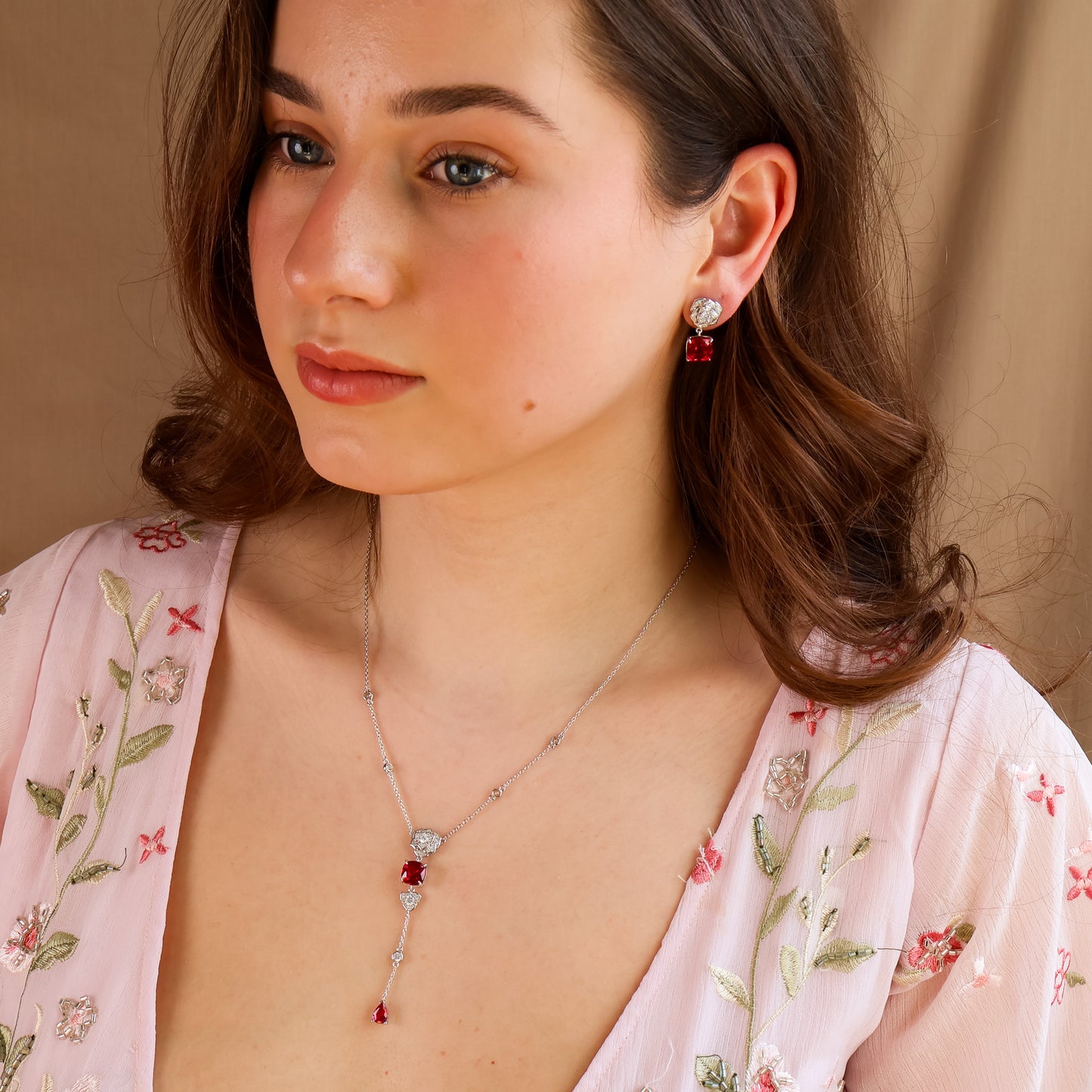 Rosé Ruby Necklace Sterling Silver