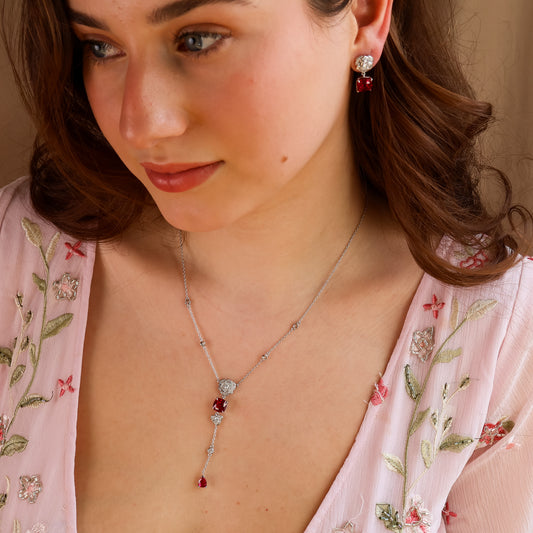 Rosé Ruby Necklace Sterling Silver
