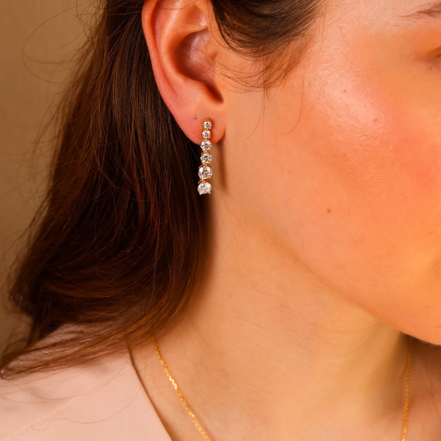Anya Genuine Moissanite Earrings 14K Gold Vermeil