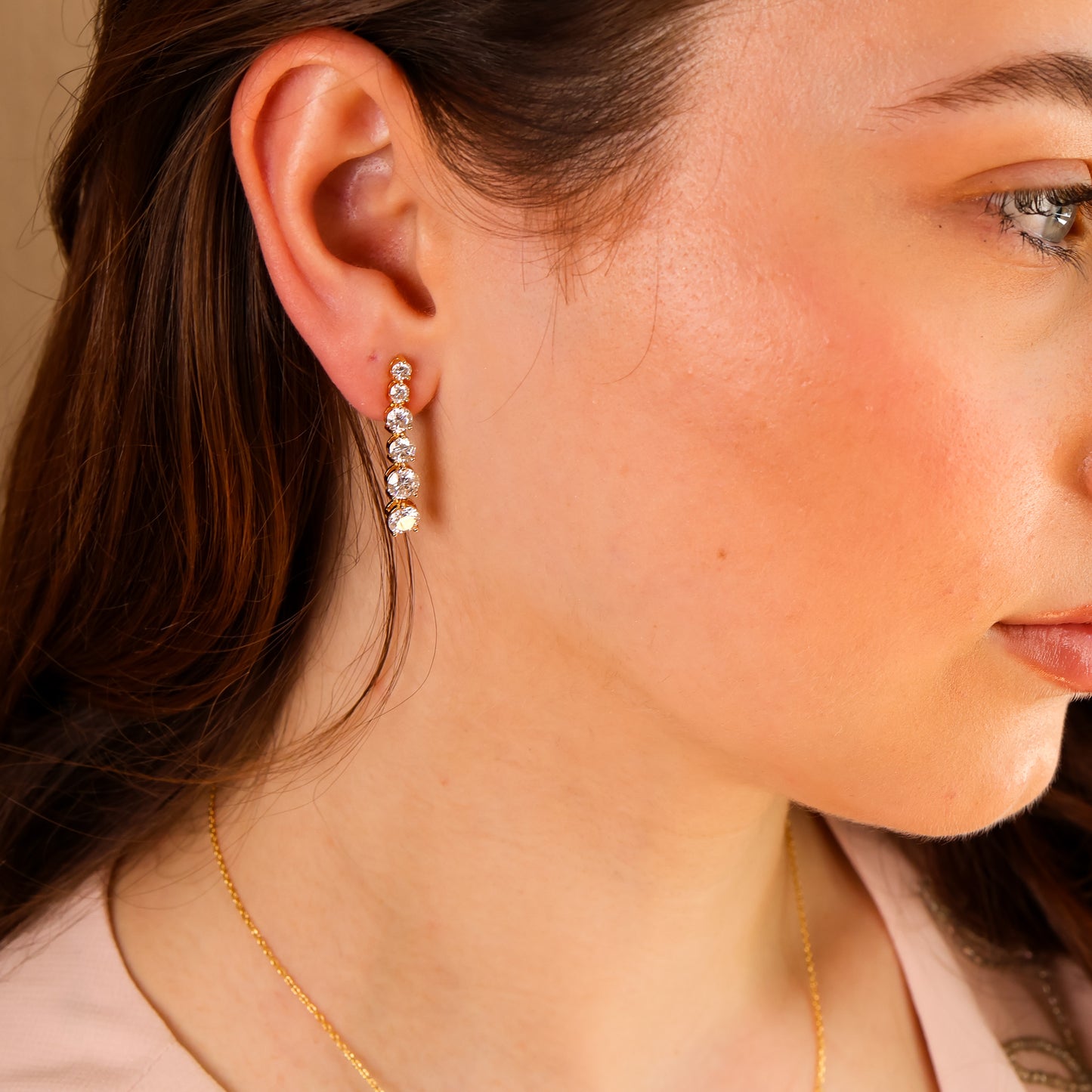 Anya Genuine Moissanite Earrings 14K Gold Vermeil
