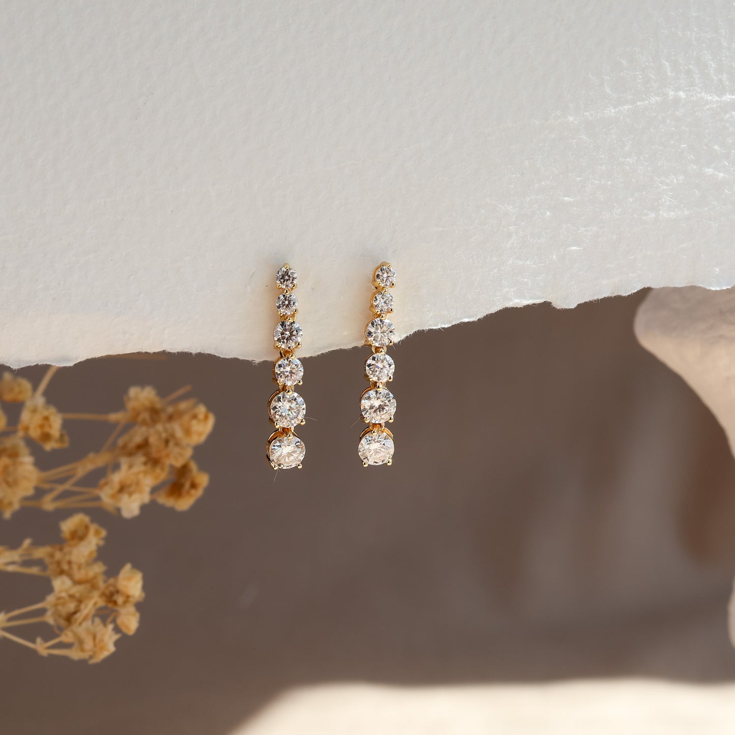 Anya Genuine Moissanite Earrings 14K Gold Vermeil
