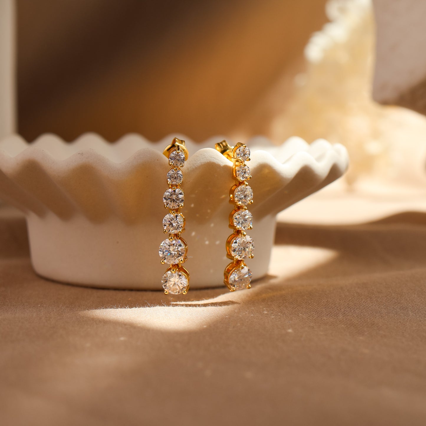 Anya Genuine Moissanite Earrings 14K Gold Vermeil