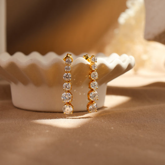 Anya Genuine Moissanite Earrings 14K Gold Vermeil