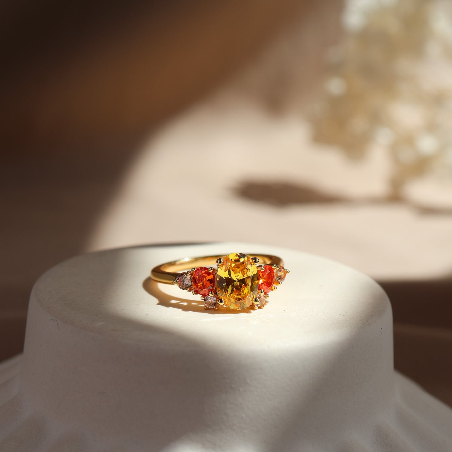 Olivia Citrine Colourful Ring 14K Gold Vermeil