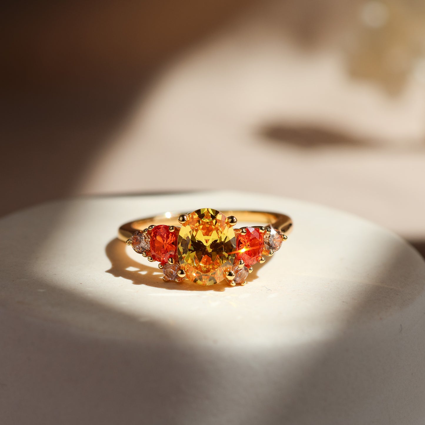 Olivia Citrine Colourful Ring 14K Gold Vermeil