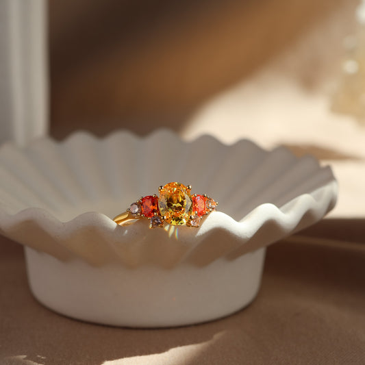 Olivia Citrine Colourful Ring 14K Gold Vermeil