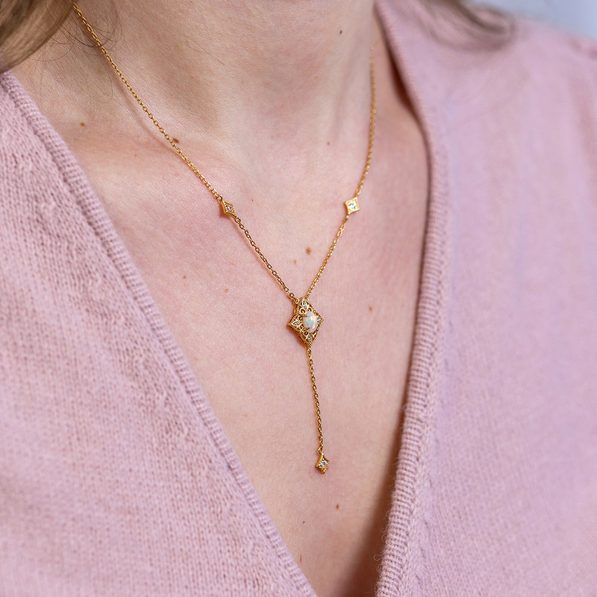 Natural Opal Deco Necklace