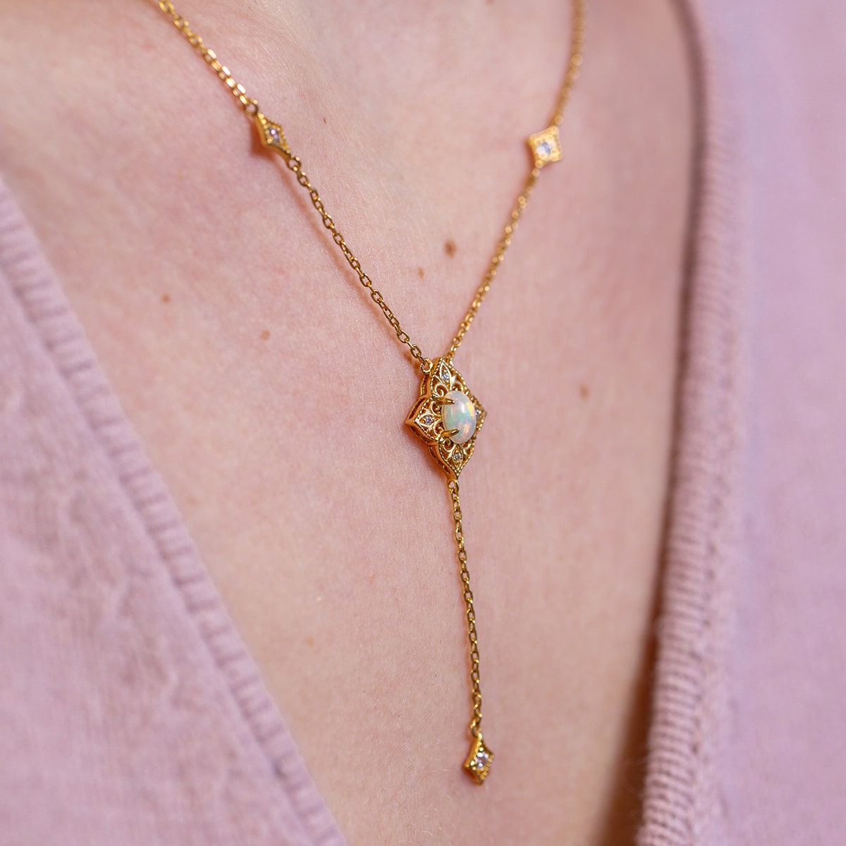 Natural Opal Deco Necklace