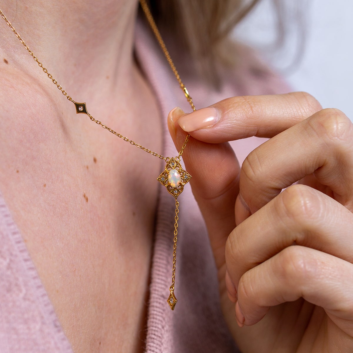 Natural Opal Deco Necklace
