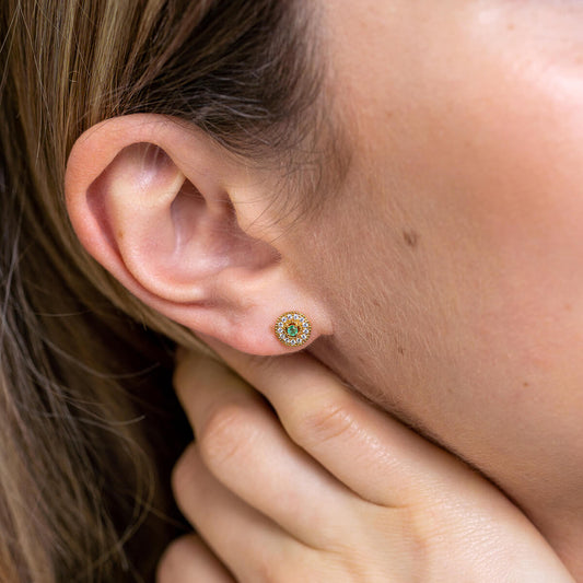 GRACE Genuine Emerald Stud Earrings