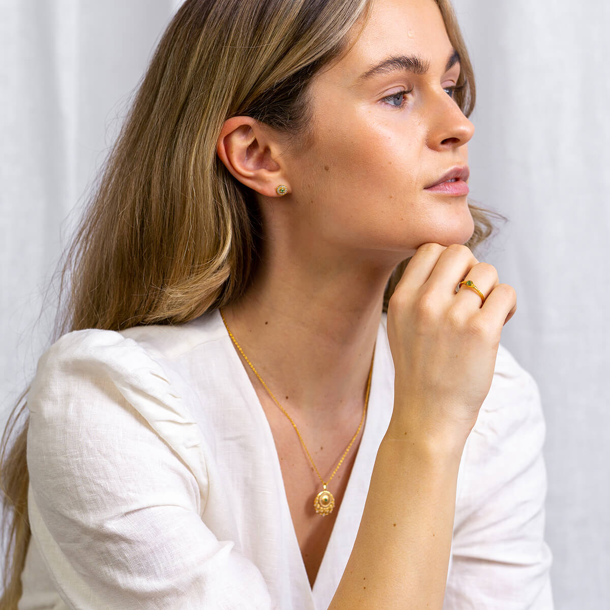 GRACE Genuine Emerald Stud Earrings