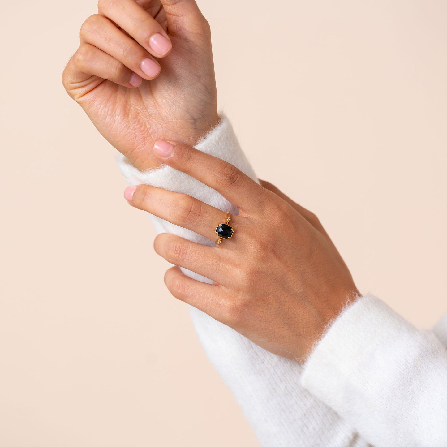 CLEOPATRA Black Onyx Deco Ring