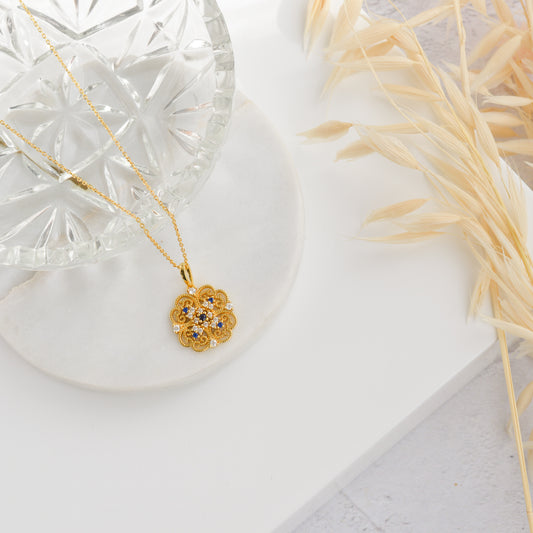 Amelia Natural Blue Sapphire Gold Vermeil Necklace