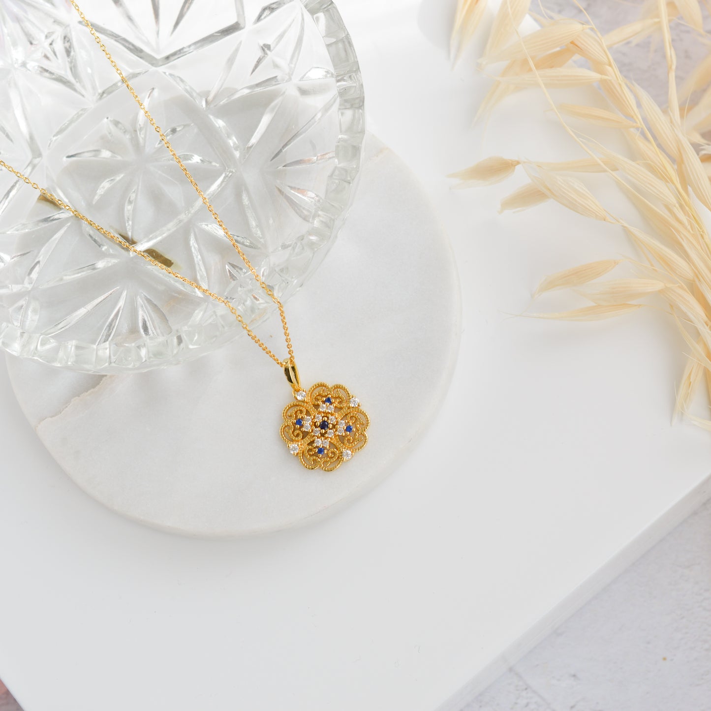 Amelia Natural Blue Sapphire Gold Vermeil Necklace