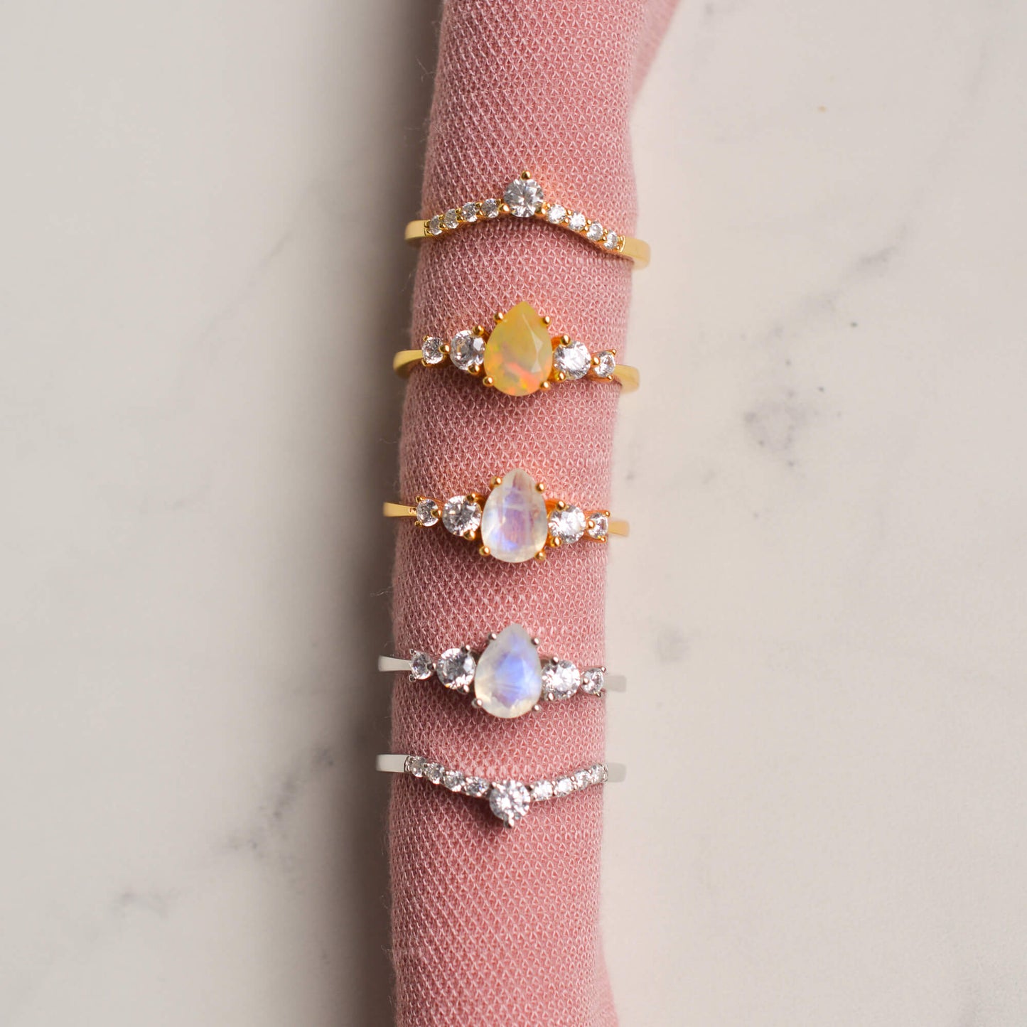 Solid Gold Selene Moonstone Ring