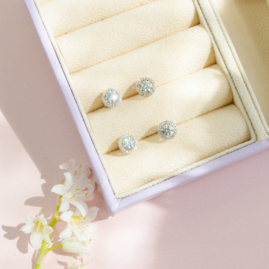Moissanite Halo Stud Earrings