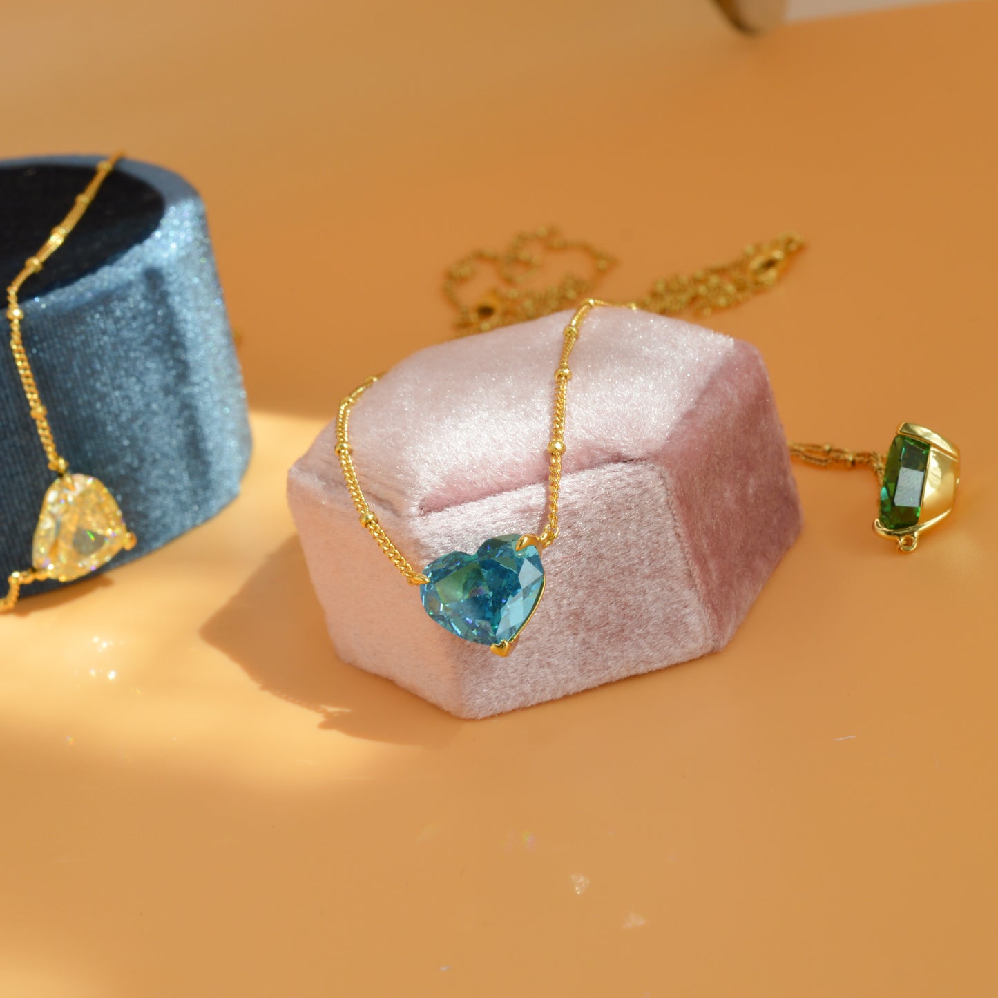 Pink Diamond Heart Gold Necklace