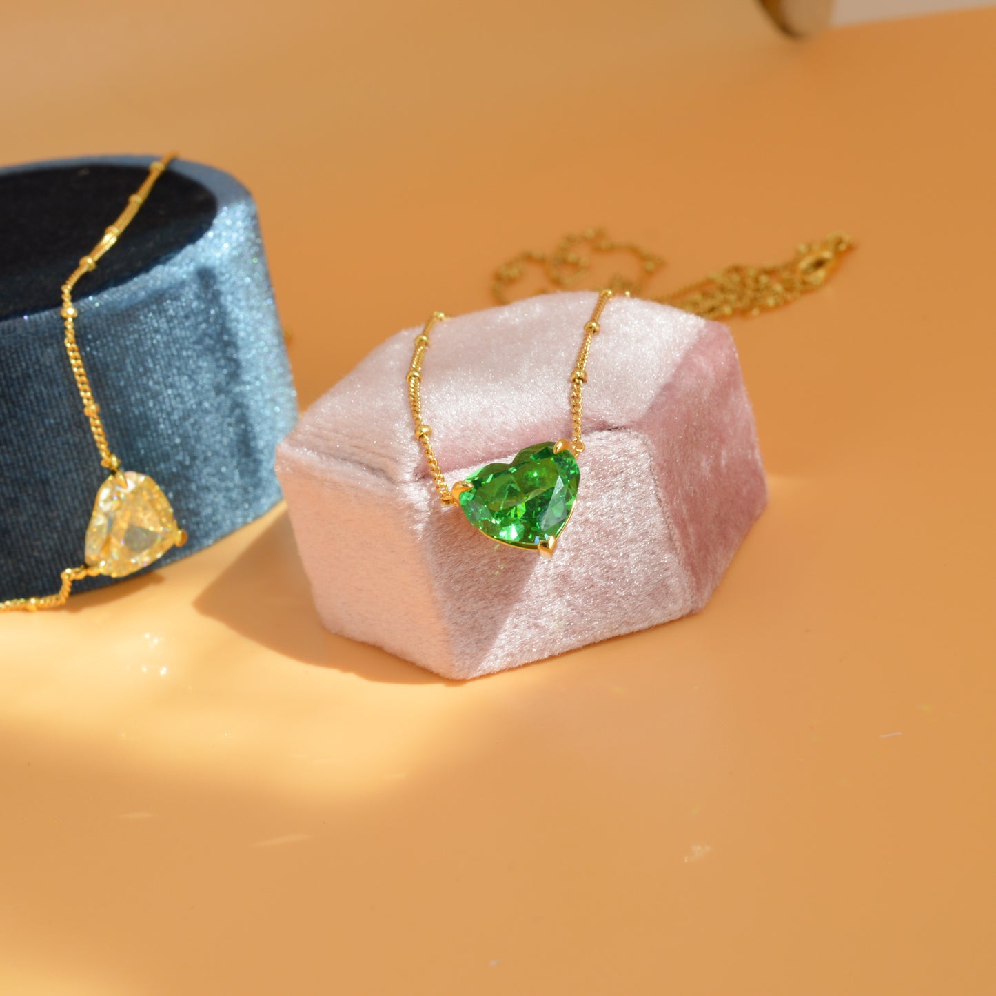 Pink Diamond Heart Gold Necklace