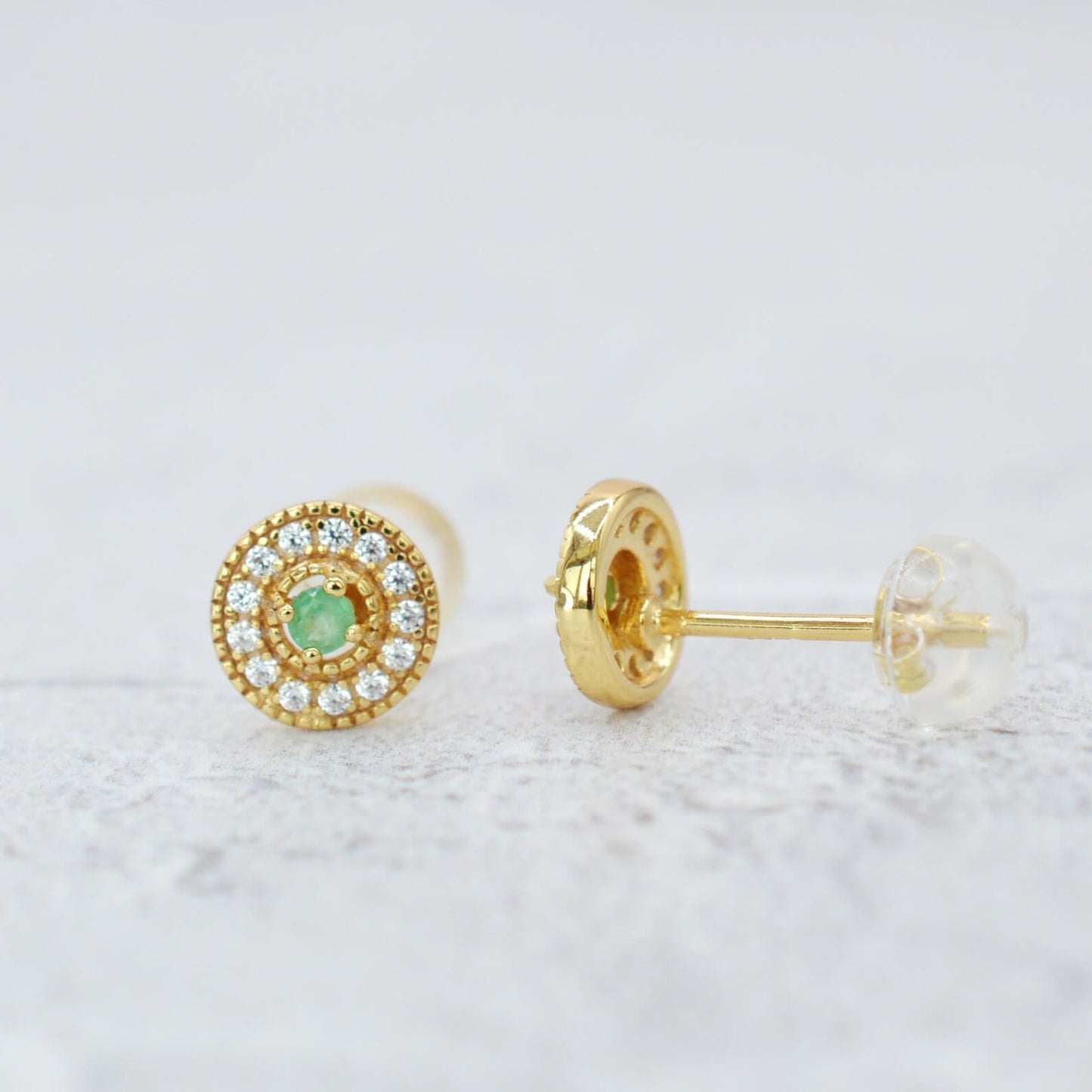 GRACE Genuine Emerald Stud Earrings