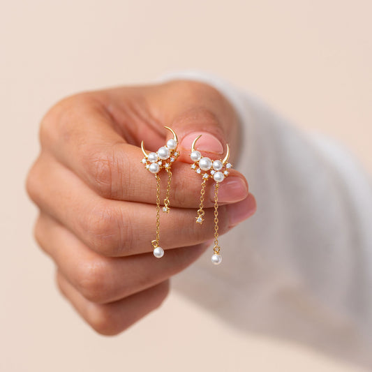 Moon and Shooting Stars Earrings