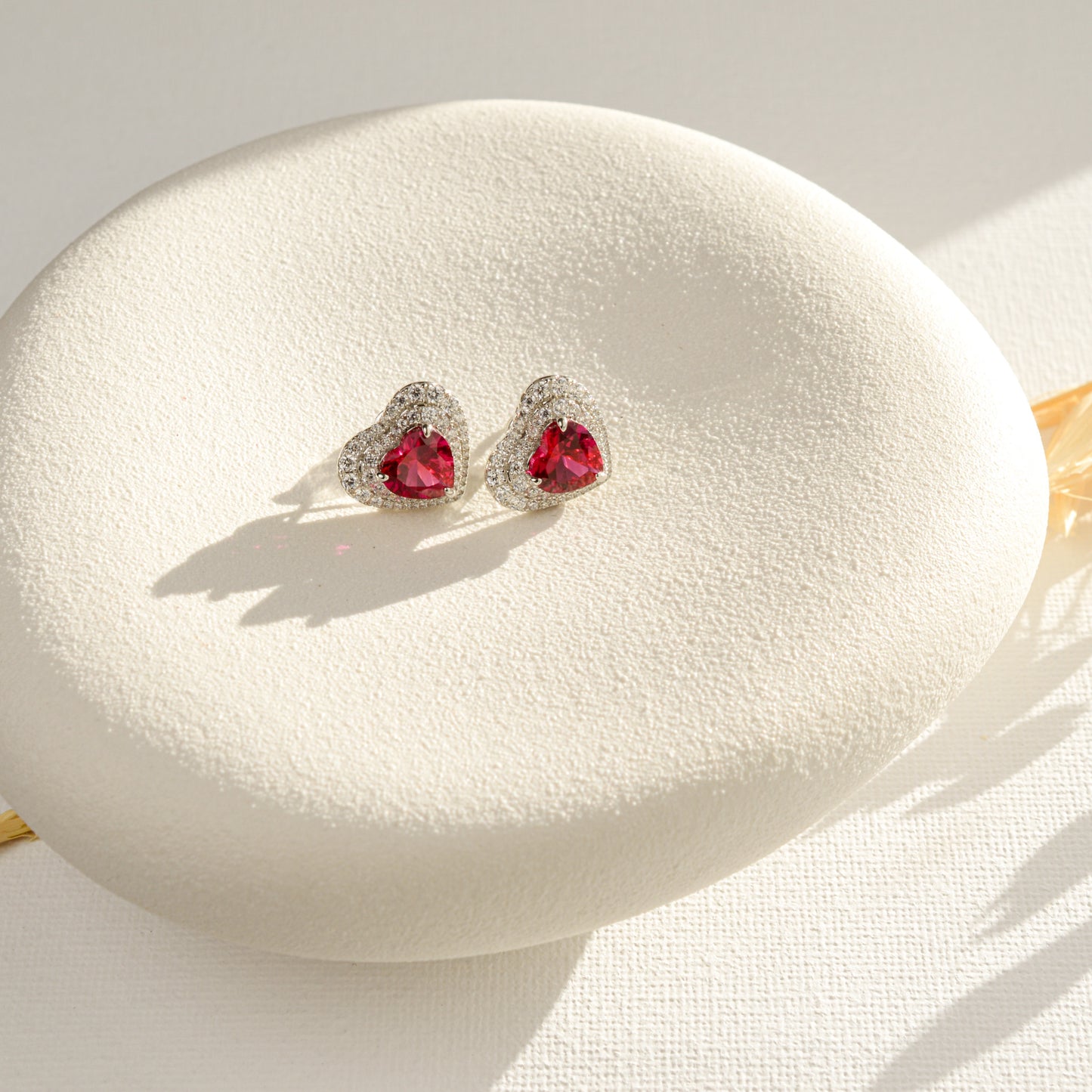 Ruby Heart Earrings